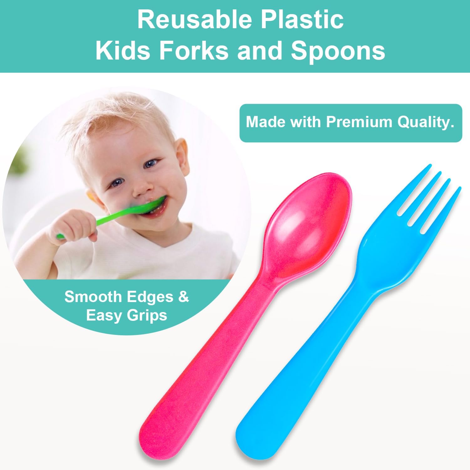 Jawbush 20 Pcs Kids Plastic Utensils Set