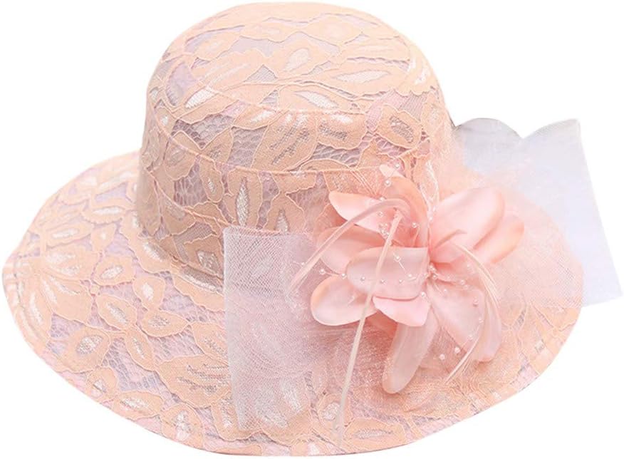 Organza fascinator summer beach hat for women Z1-pink