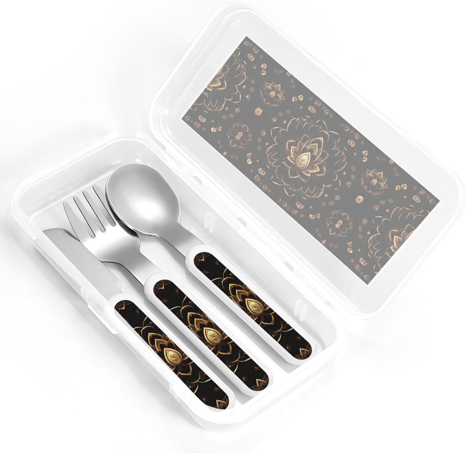 Gold Lotus Silverware Set with Travel Case - Durable Practical Design