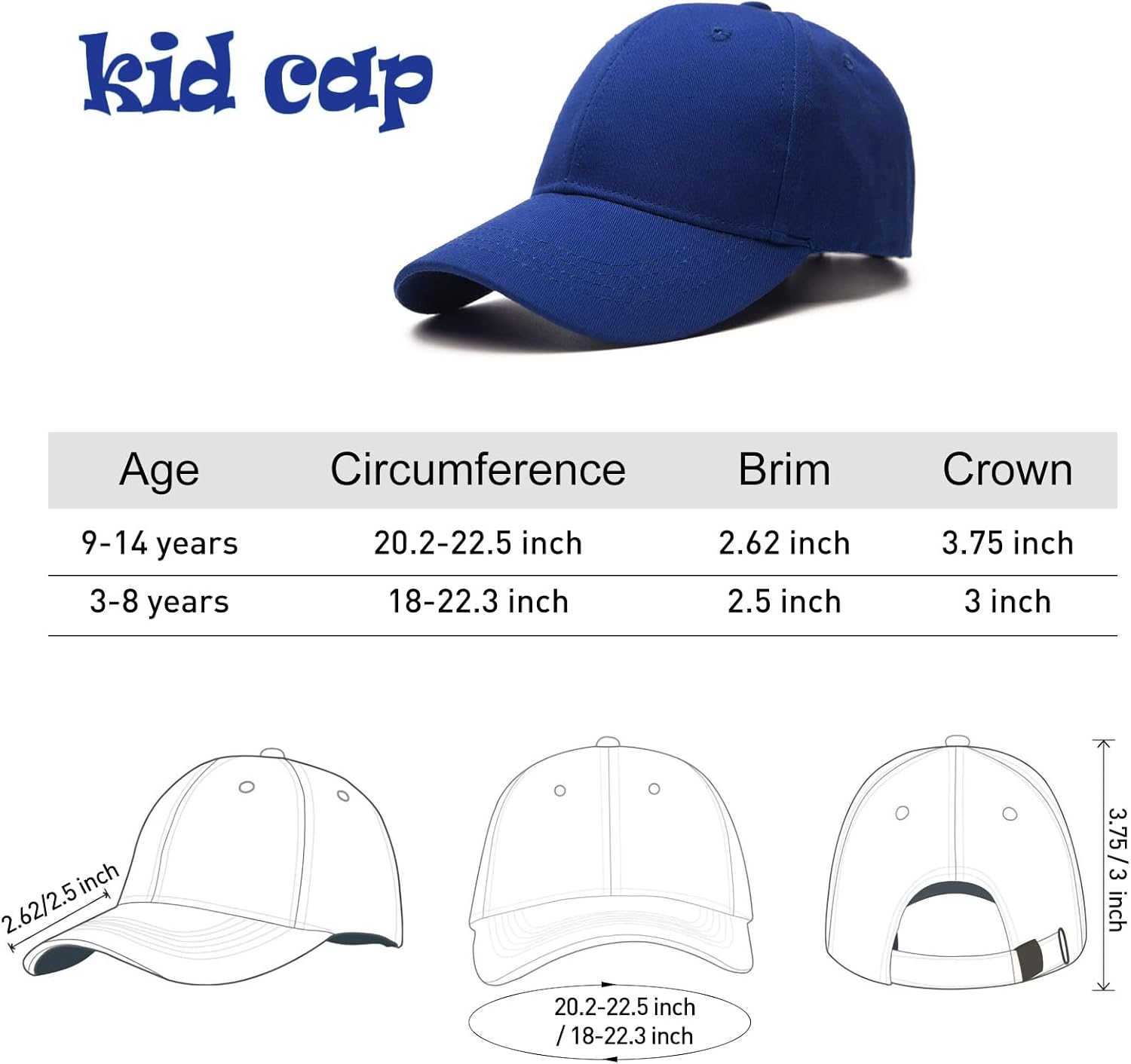 Edoneery Adjustable Kids Baseball Cap for Boys Girls Soft Stretchy and Durable