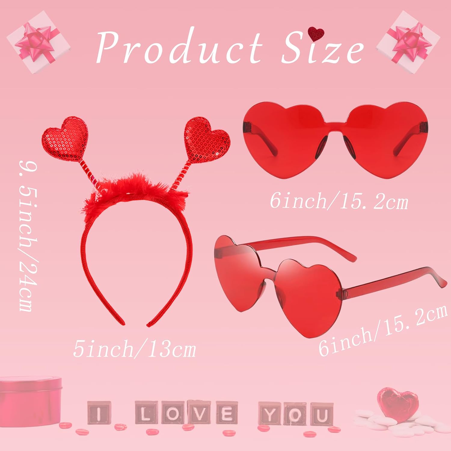 ROMANTIC HEADBAND AND HEART-SHAPED GLASSES SET