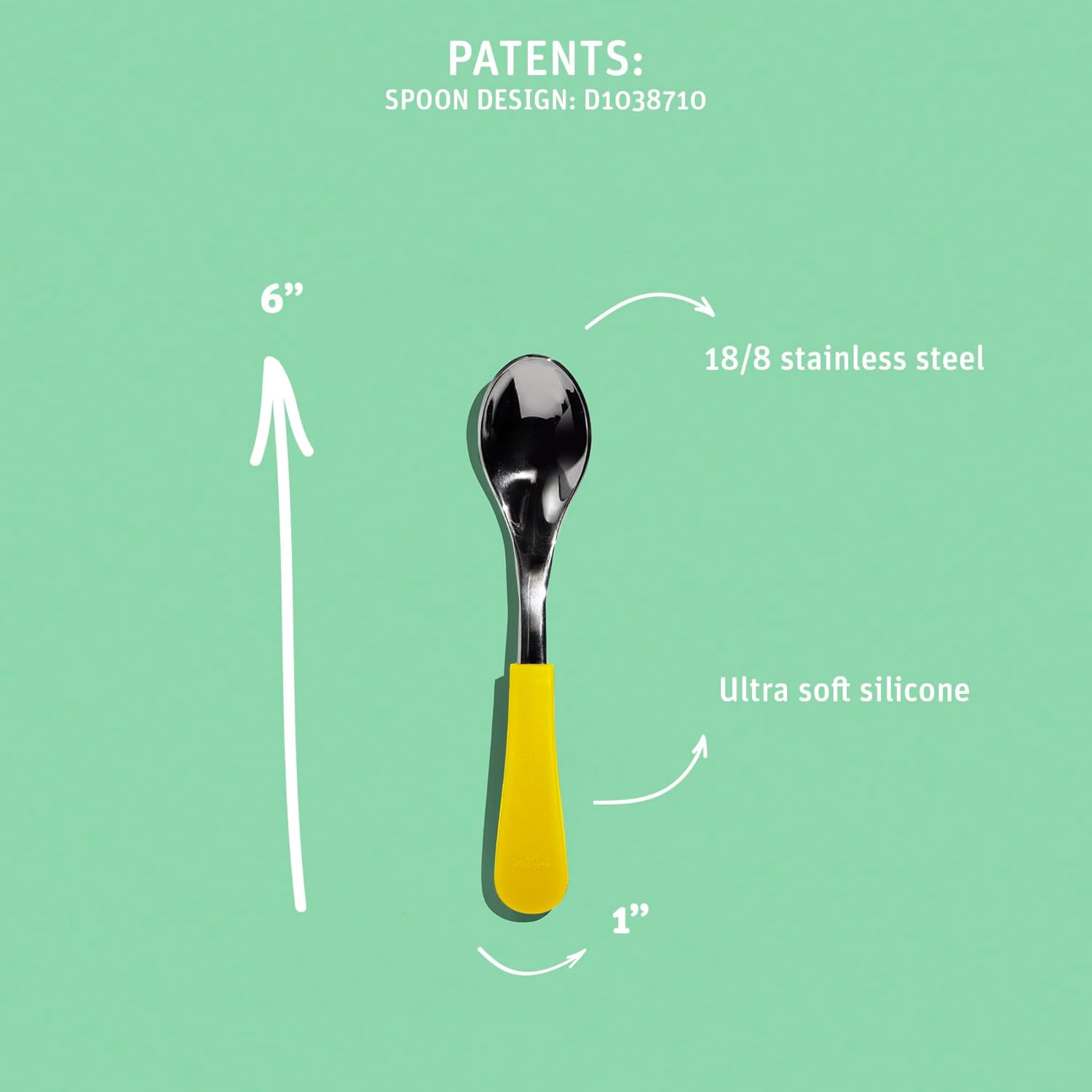 Stainless Steel Baby Spoons Spring-Loaded silicone handles