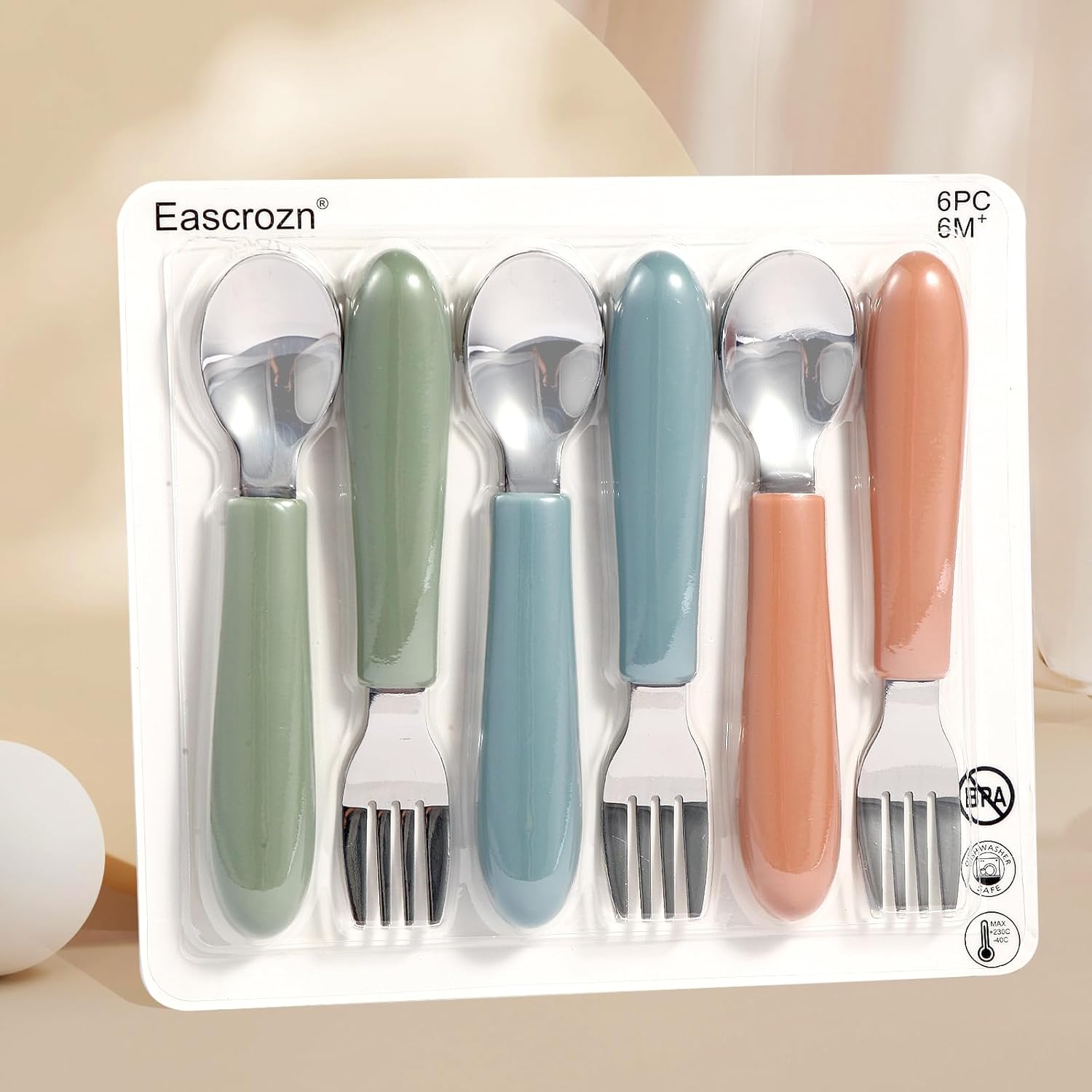 Eascrozn Toddlers Safe Sturdy Kids Utensils Set - Dishwasher BPA-Free