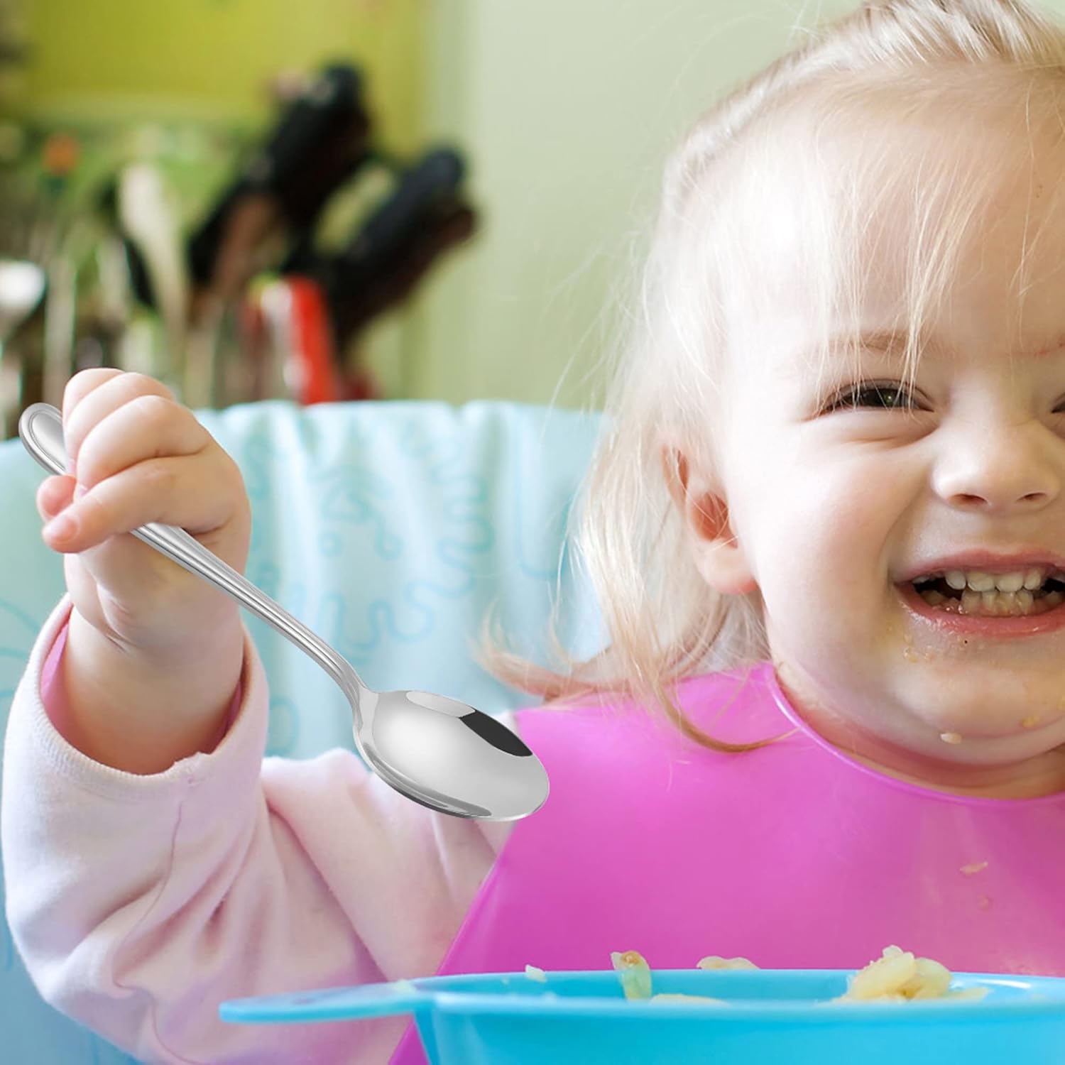 LIANYU 16-Piece Kids Silverware Set for Toddlers