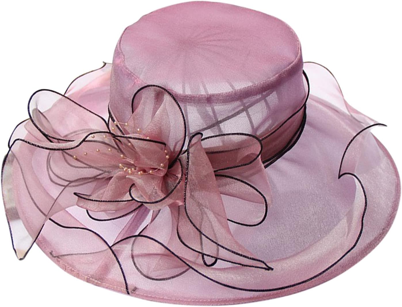 Purple Orange Fascinator for Women Wide Brim Tea Party Hat