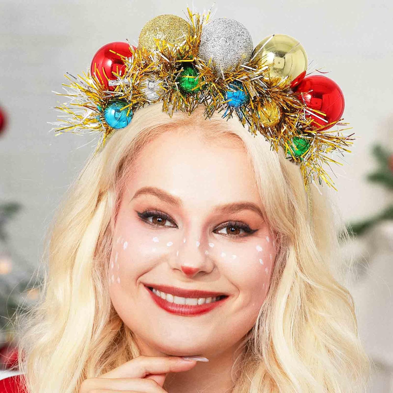 festive gold disco headband for women