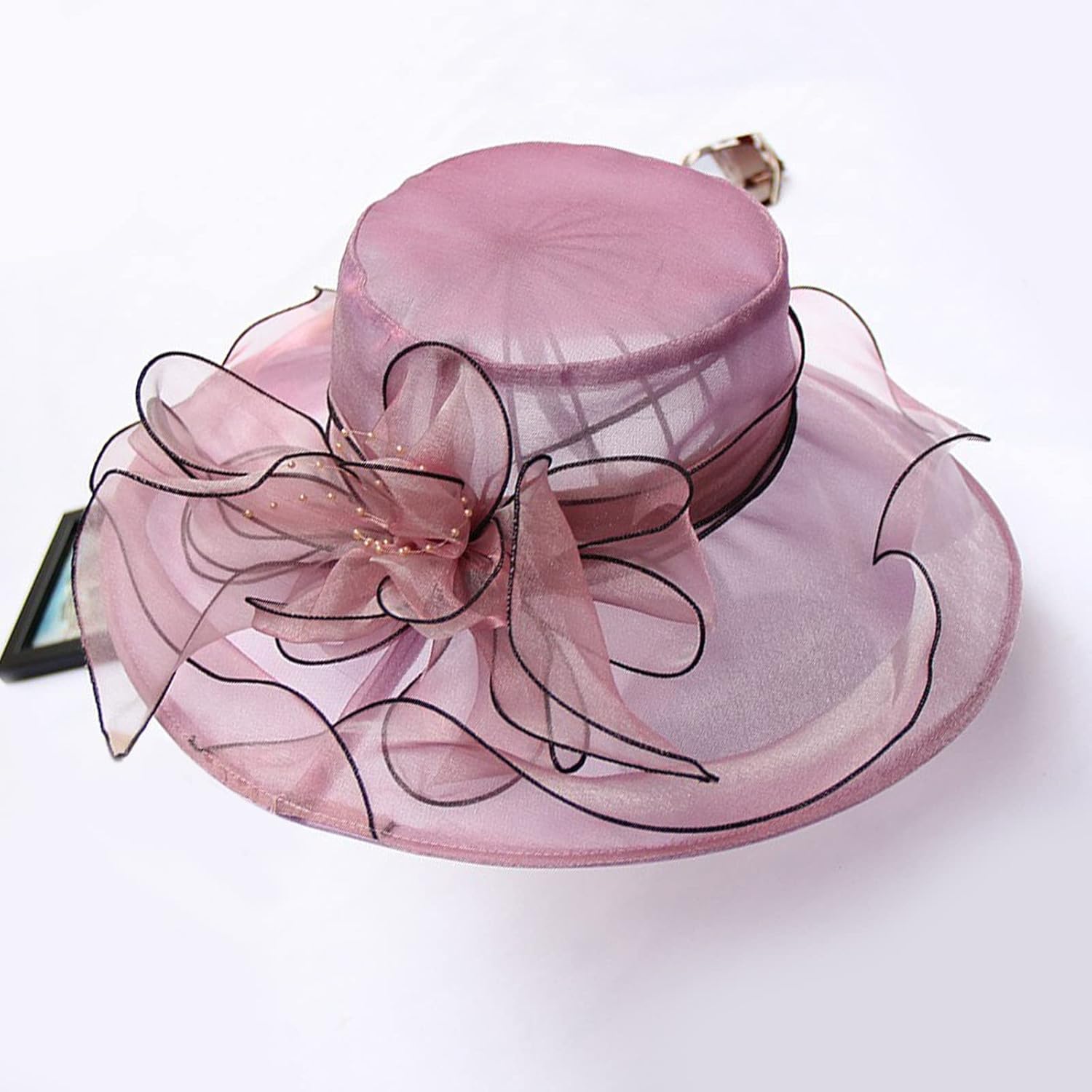 Purple Orange Fascinator for Women Wide Brim Tea Party Hat