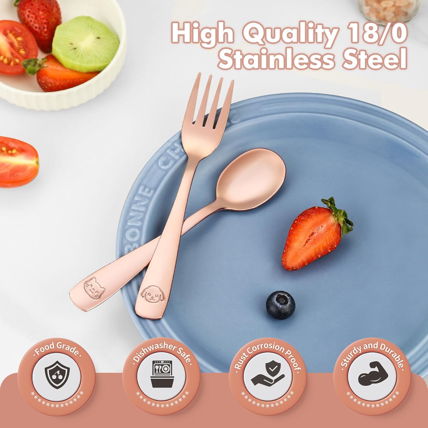 DRKIO 6-Piece Stainless Steel Toddler Utensils Set