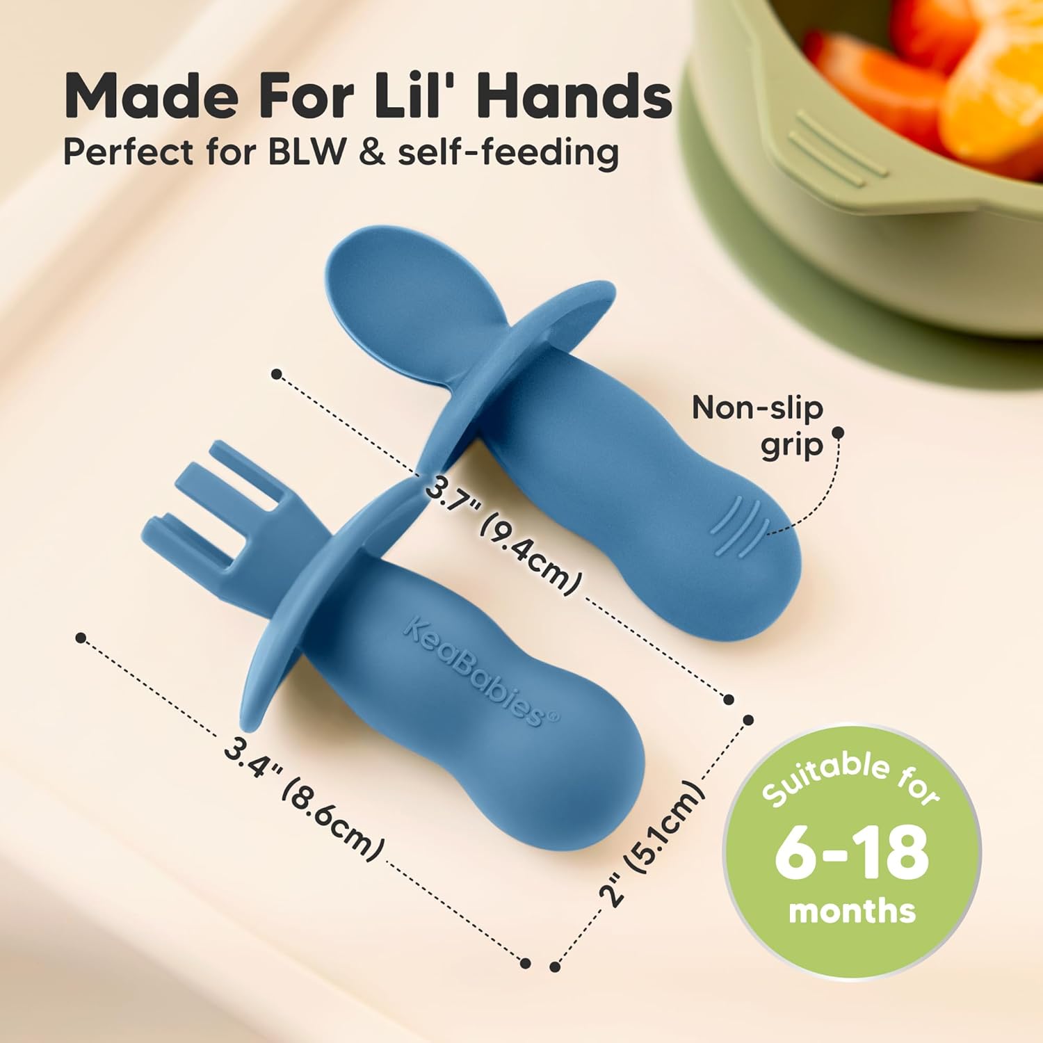 KeaBabies 4-Pack Silicone Baby Utensils Set and Suction Plates