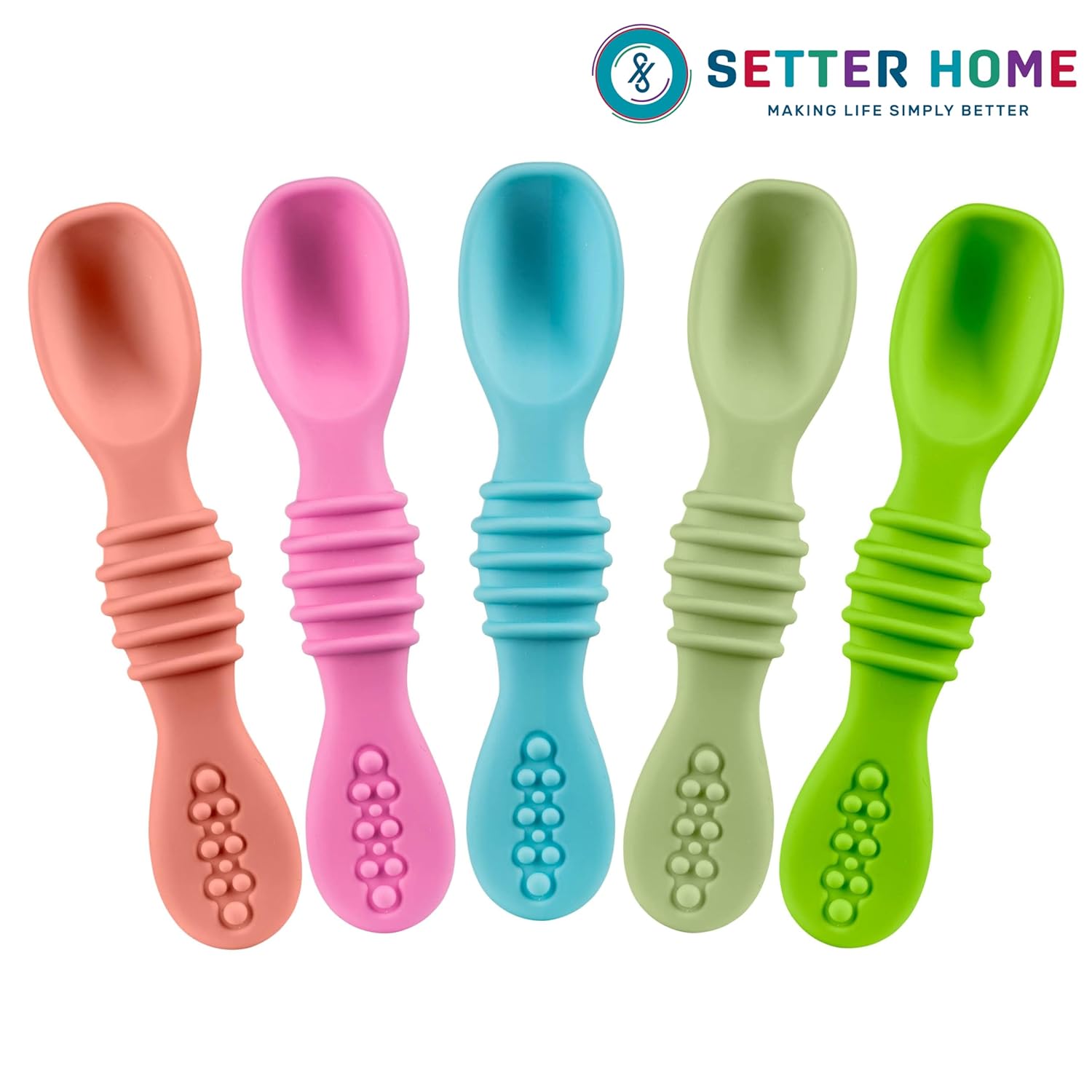 Sturdy soft BPA-free silicone baby spoons Self-feeding 6-12 months