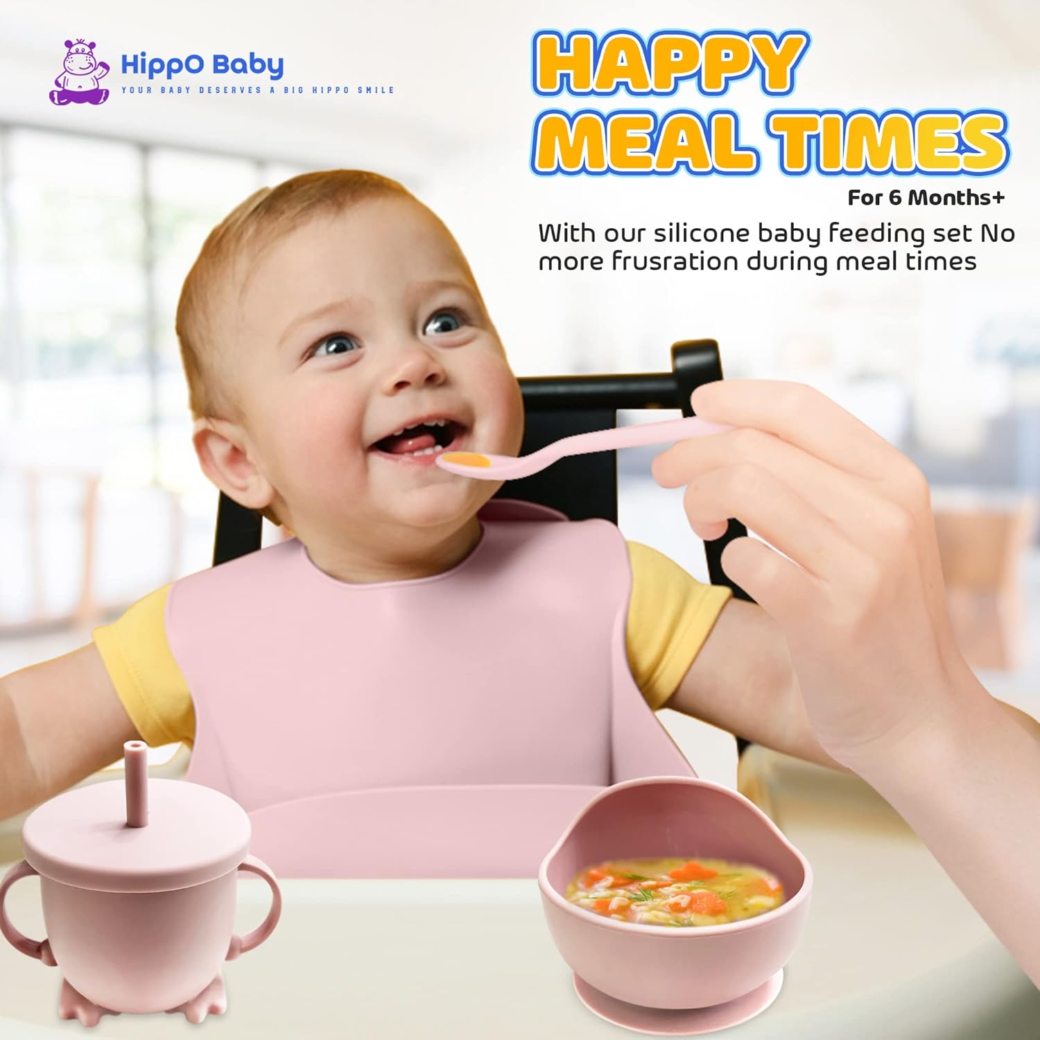 HippoBaby - Mealtime Made Manageable 10-Piece silicone feeding set for Baby Toddler