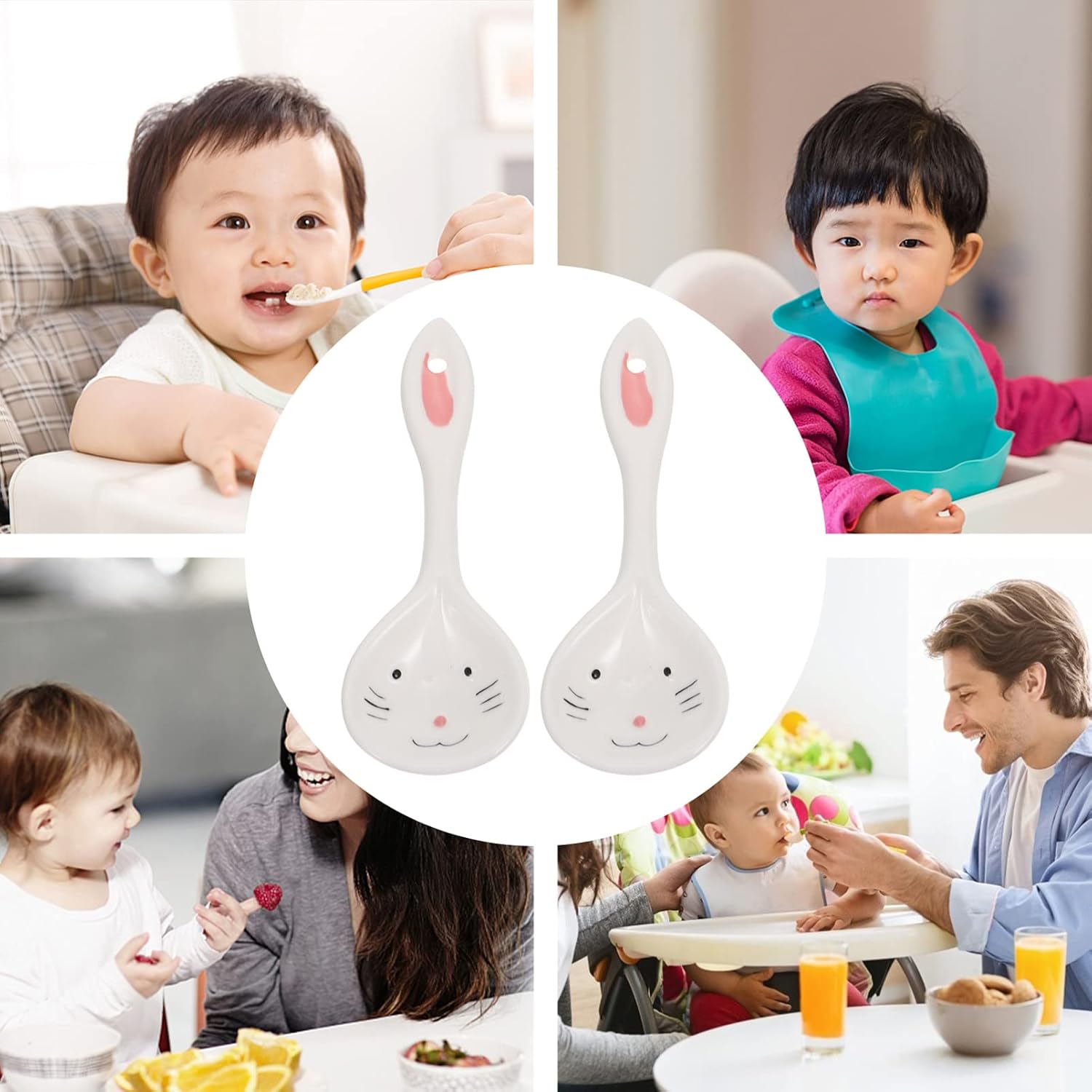 Adorable 2-Piece Bunny Ceramic Spoons for Toddlers