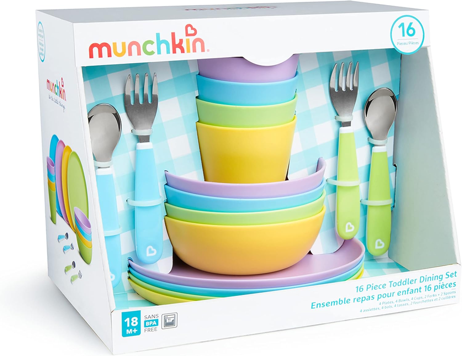 Munchkin toddler feeding set - helps with self-feeding includes 16 pieces BPA-free