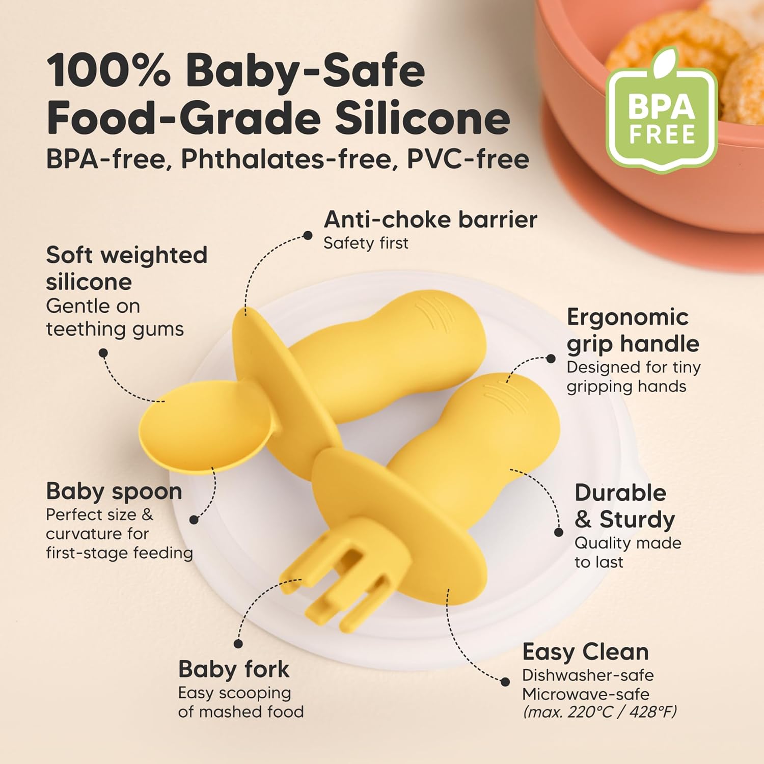 KeaBabies 4-Pack Utensils 2-Pack Bibs for Baby Feeding