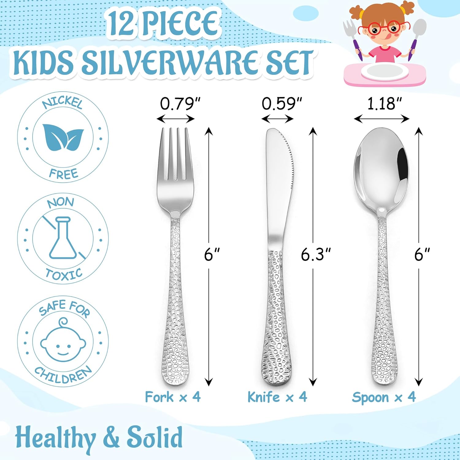 E-far 12-Piece Kids Flatware Set