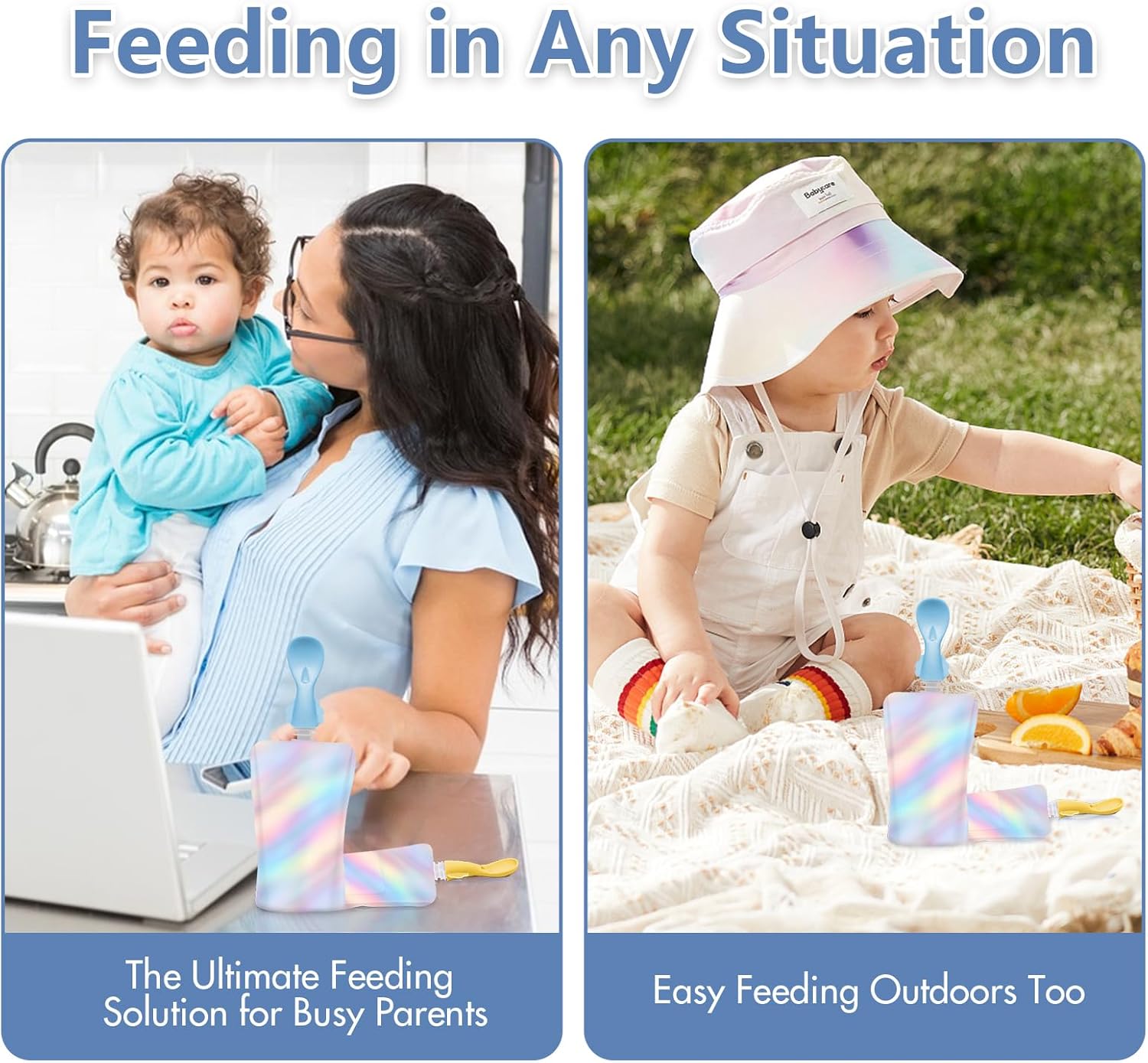 Mini Silicone Spoon Set for Baby Food Pouches