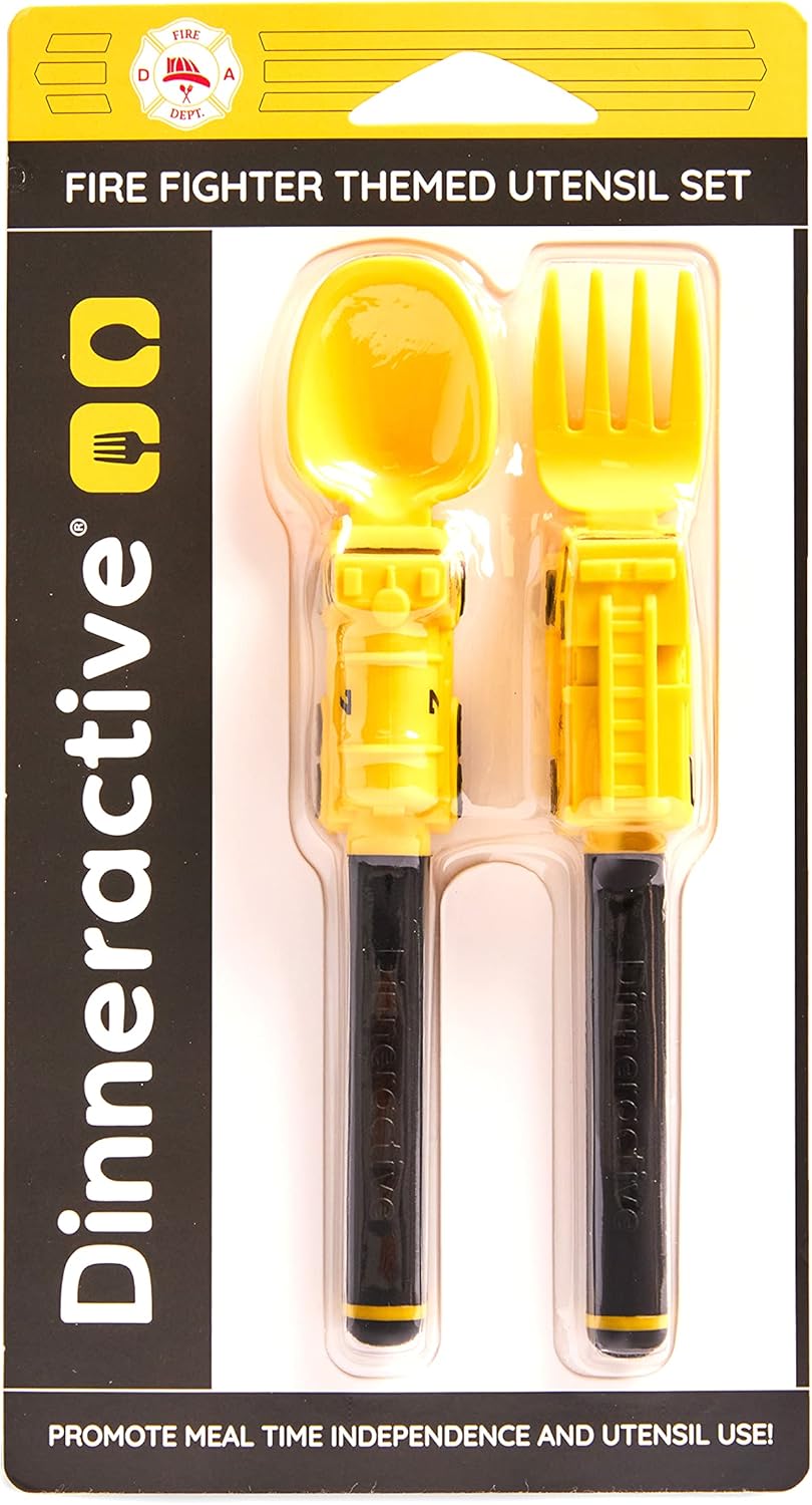 Dinneractive Kids Firefighter Fork Spoon Set Baking up Excitement for Meals