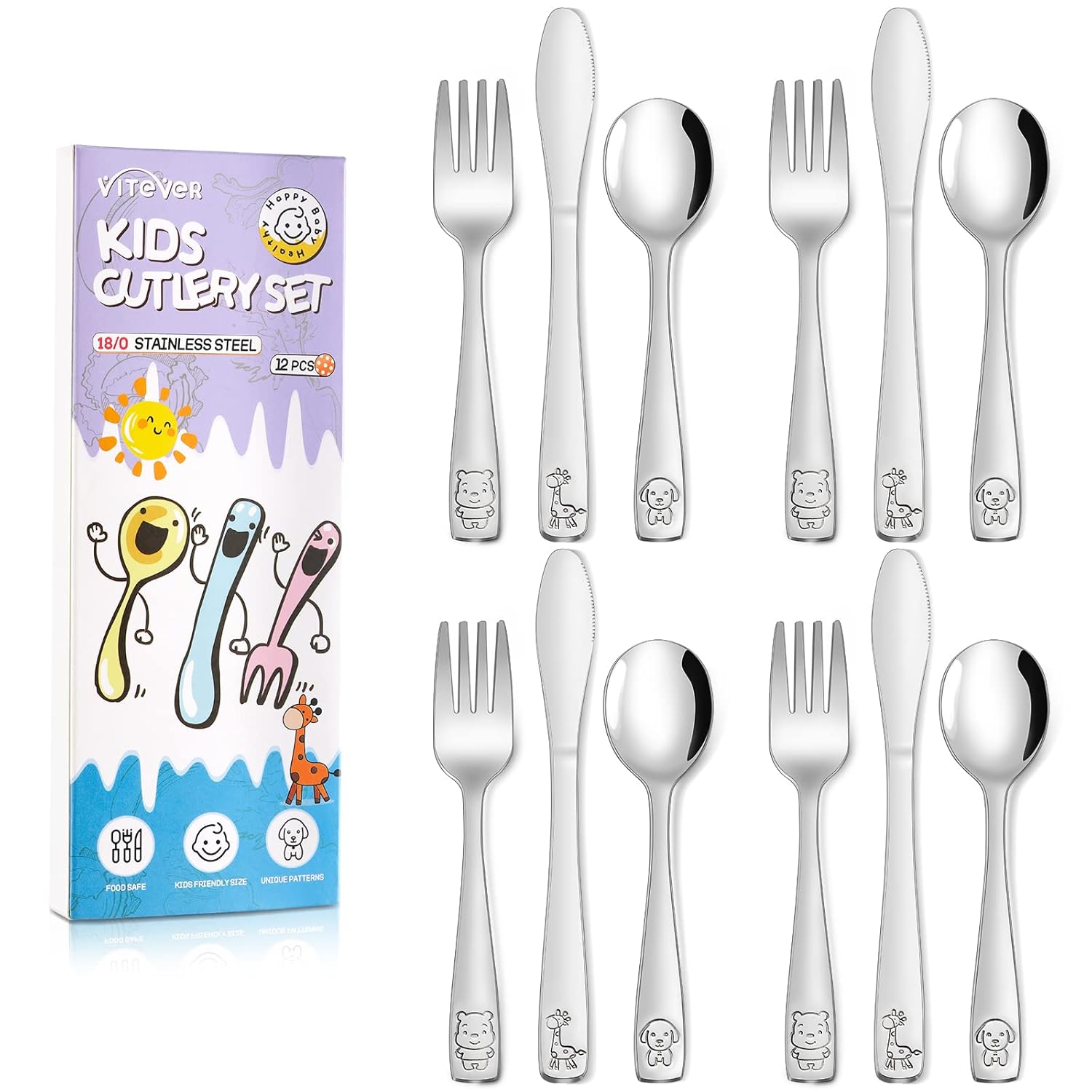 VITEVER Toddler Kids Utensils Set for BirthdaysChristmas