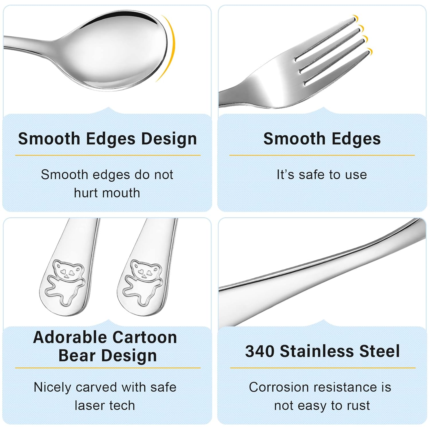 Sturdy Stainless Steel Flatware Set for Toddlers