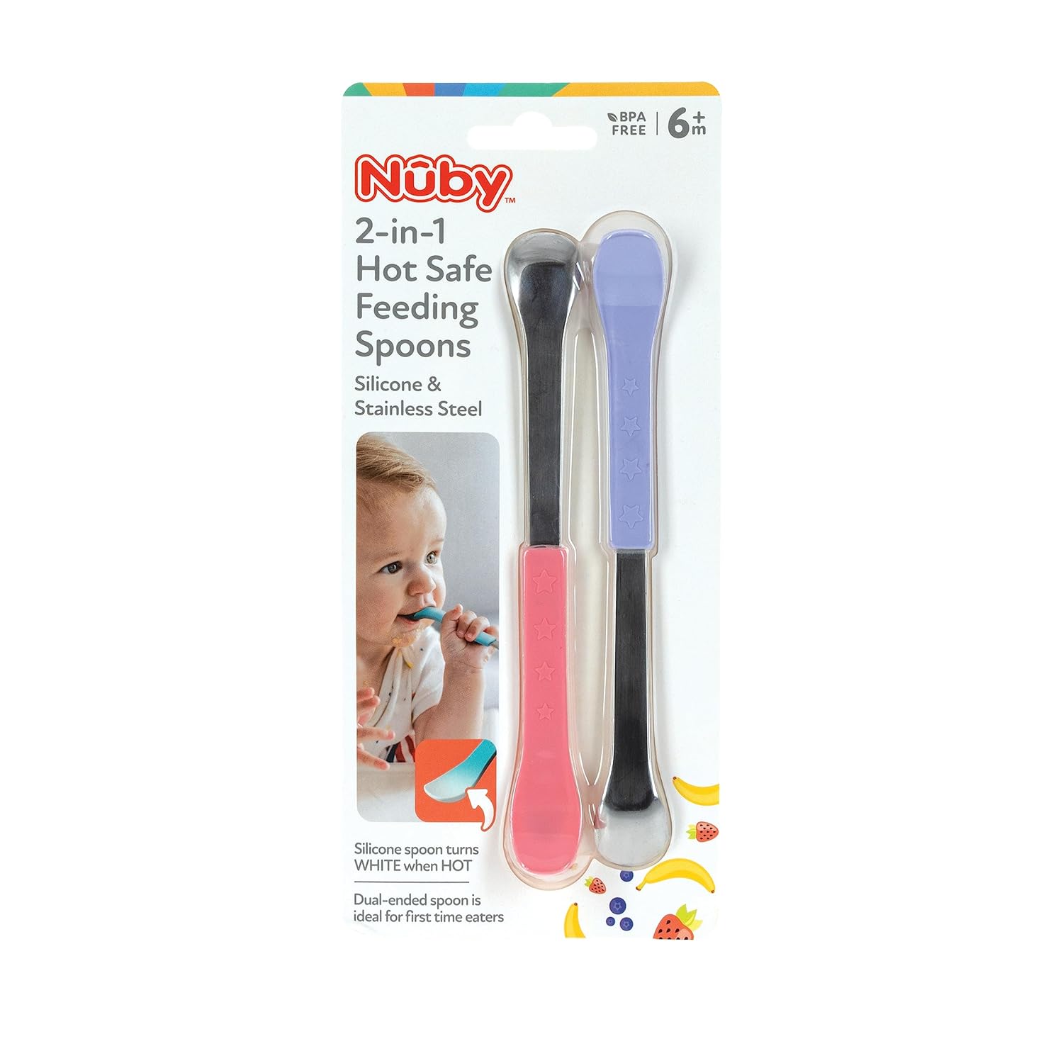 Nuby 2-in-1 Safe Feeding Spoons for Babies 6 Months