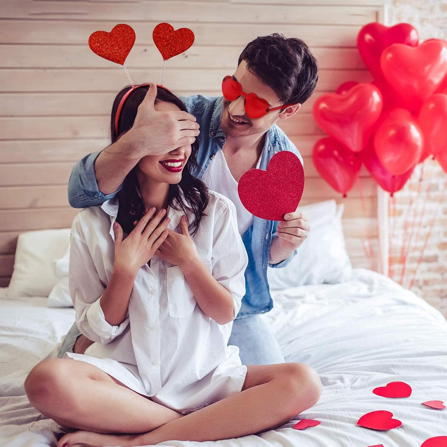Romantic Valentines Day Heart Headband and Sunglasses Bundle