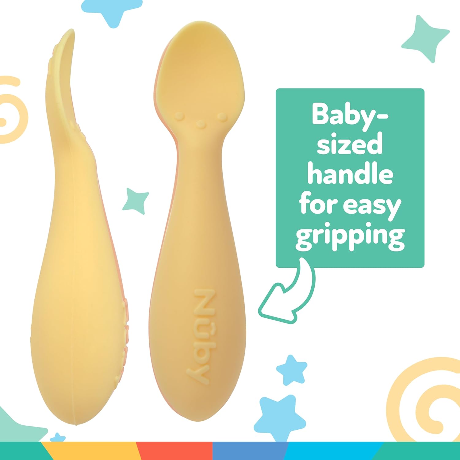 Nuby Silicone Mini Spoons 2-Pack Yellow for Baby Led Weaning