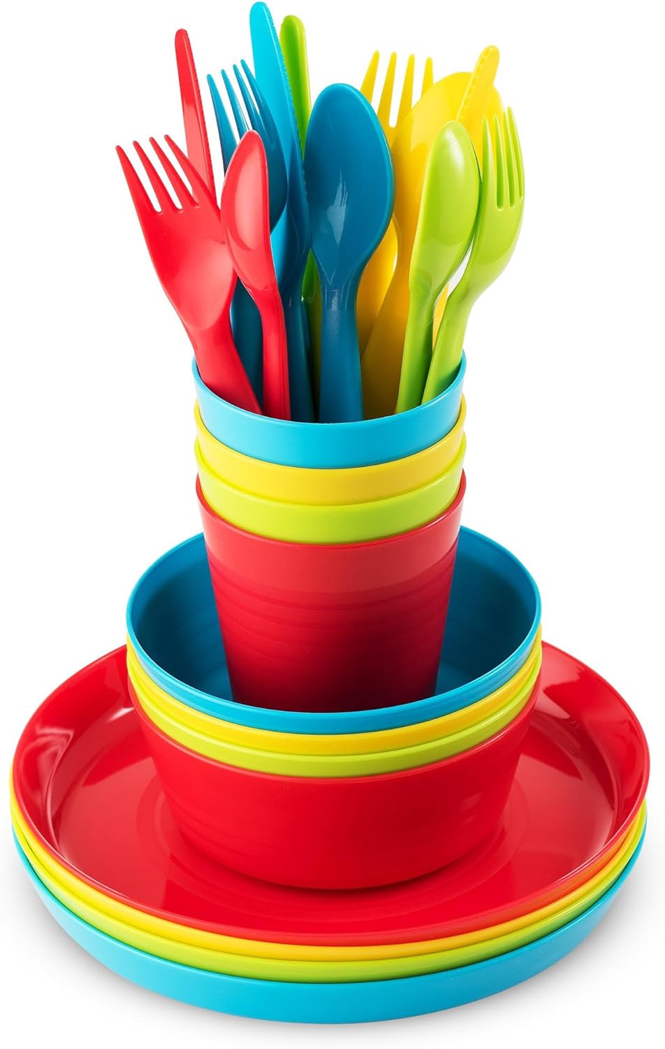 PLASKIDY Kids Dinnerware Set 24 Piece BPA Free