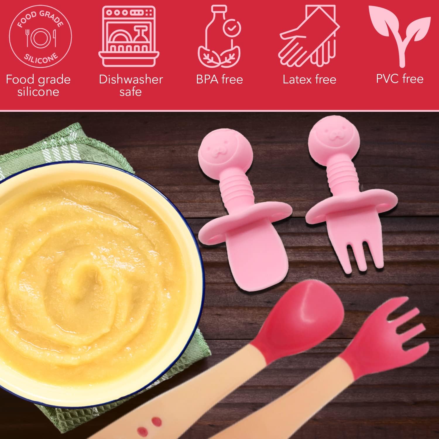 Self-Feeding Silicone Spoons Forks for Toddlers