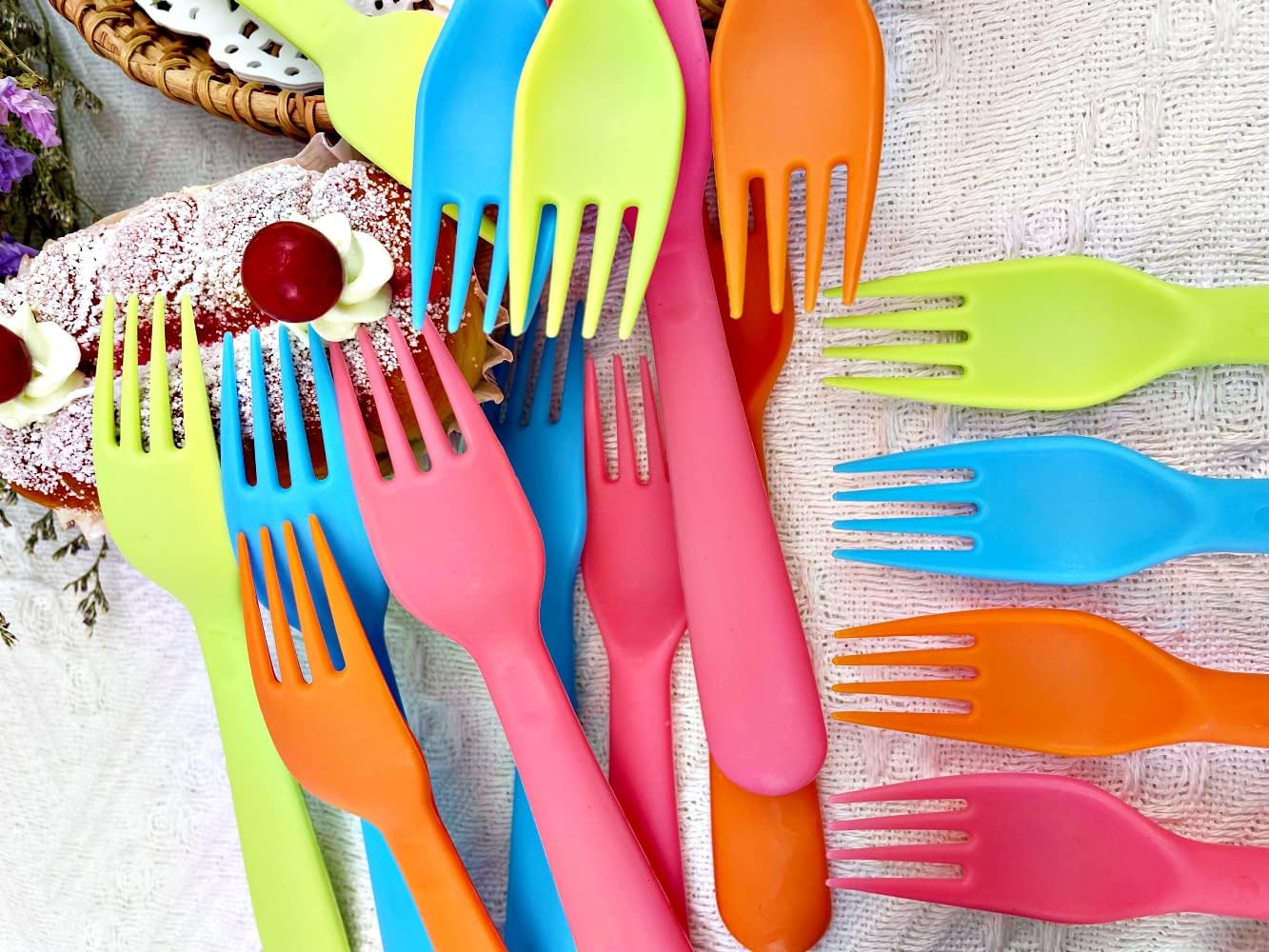 Jawbush 16-Piece Plastic Kids Forks BPA-Free