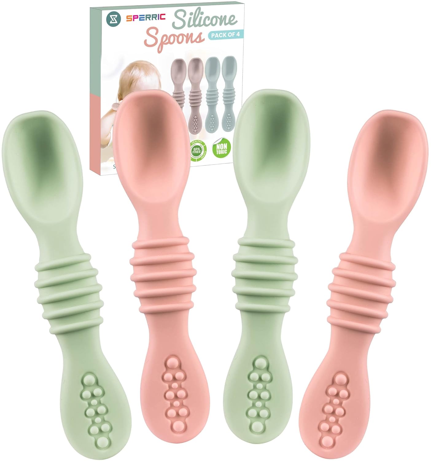 Set of 6 silicone spoons for baby led weaning