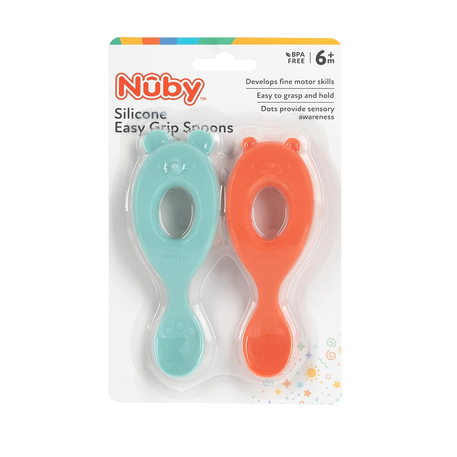 Nuby Silicone Easy Grip Spoons 2-Pack Fun for Baby Parent