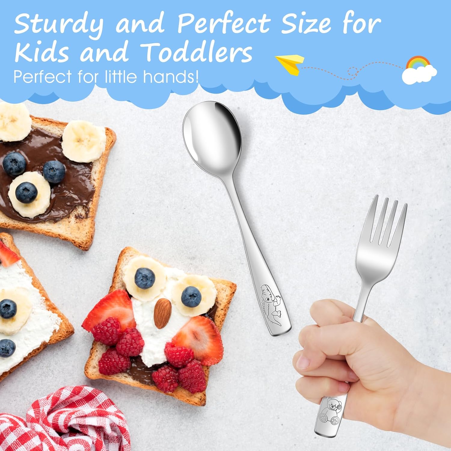 10-Piece Toddler Flatware Set Kids Utensils with Ergonomic Design