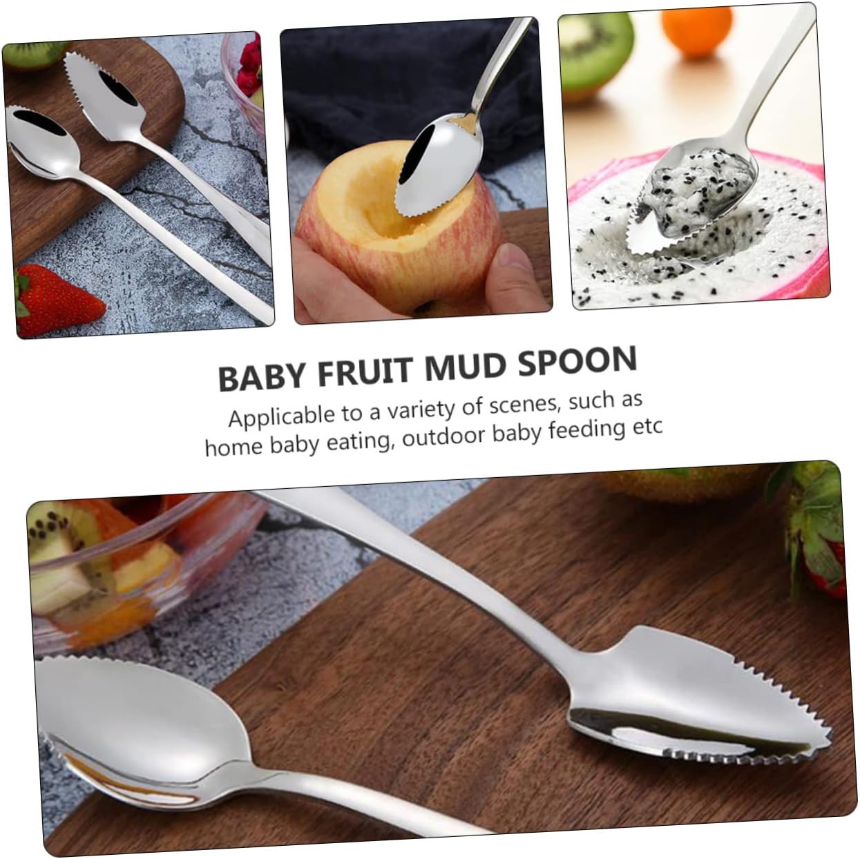 6pcs Stainless Steel Puree Spoons Set for Easy Feeding