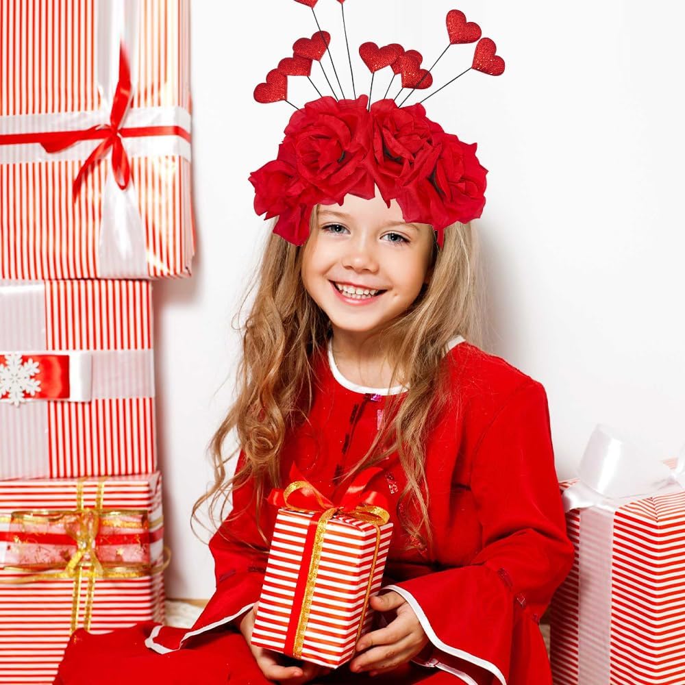 Heart Flower Headband Valentines Party Accessories