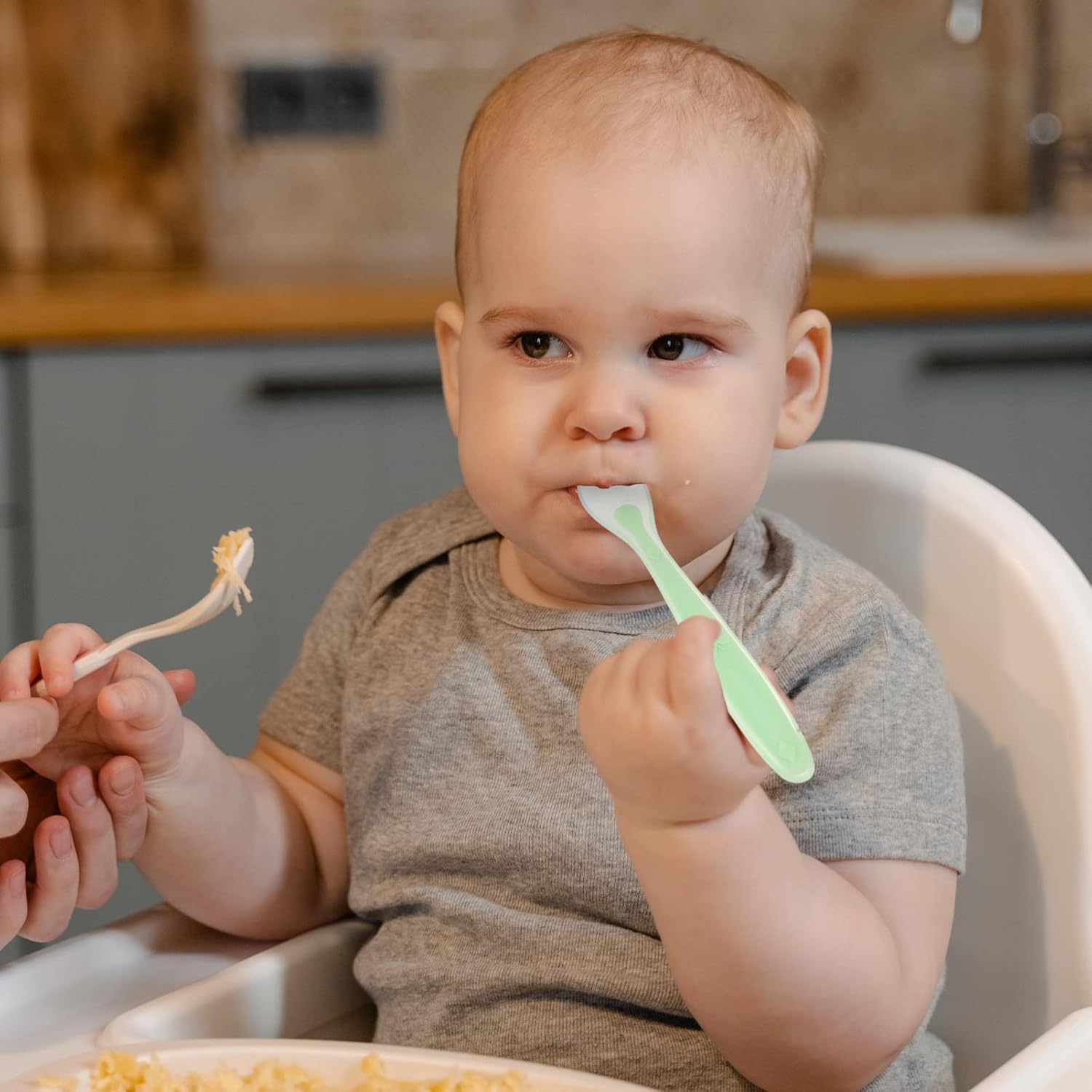 3-Piece Baby Silicone Spoon Set for First Feeding