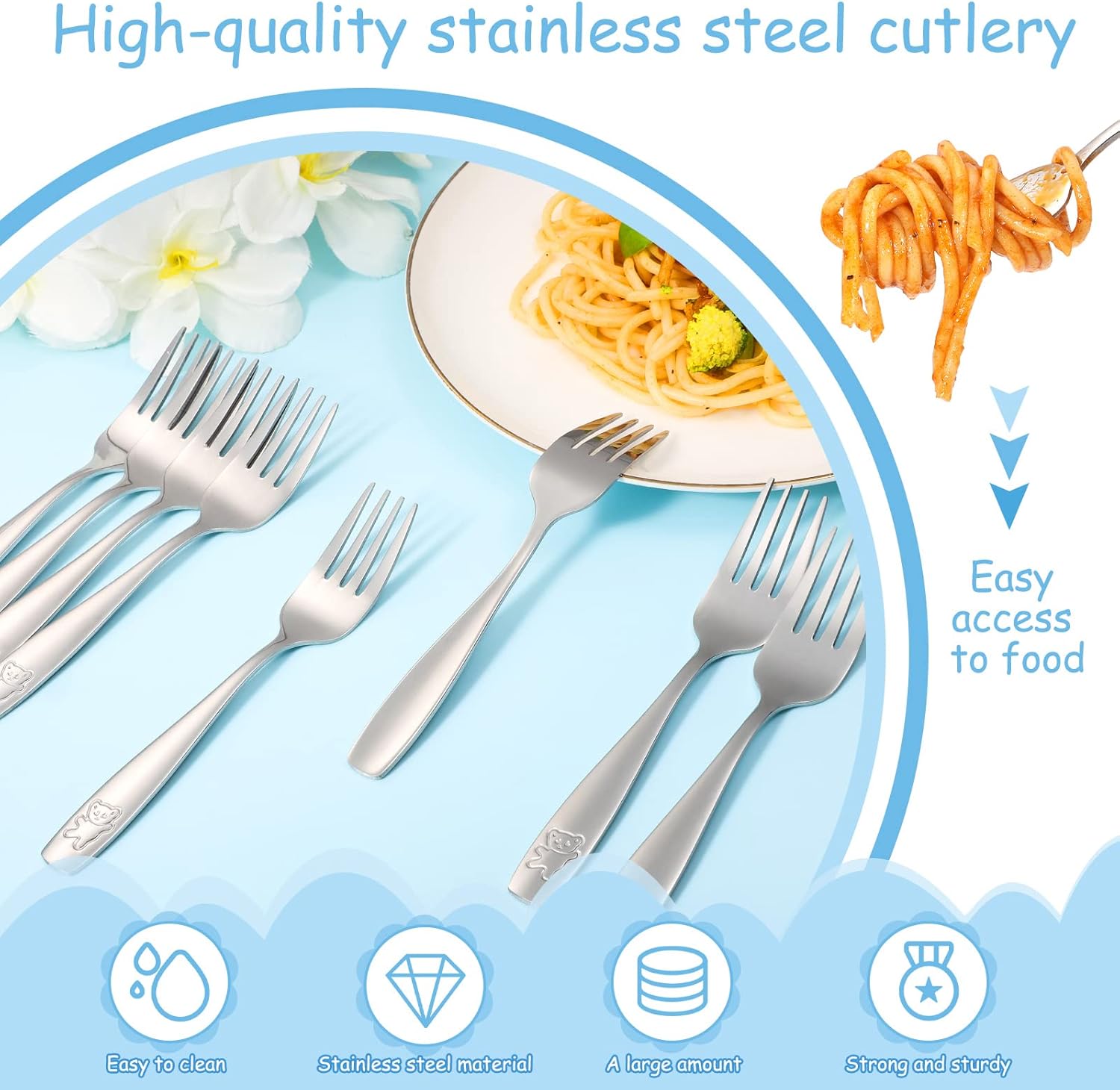 Pimoys 9-Piece Toddler Forks Safe Flatware for Kids
