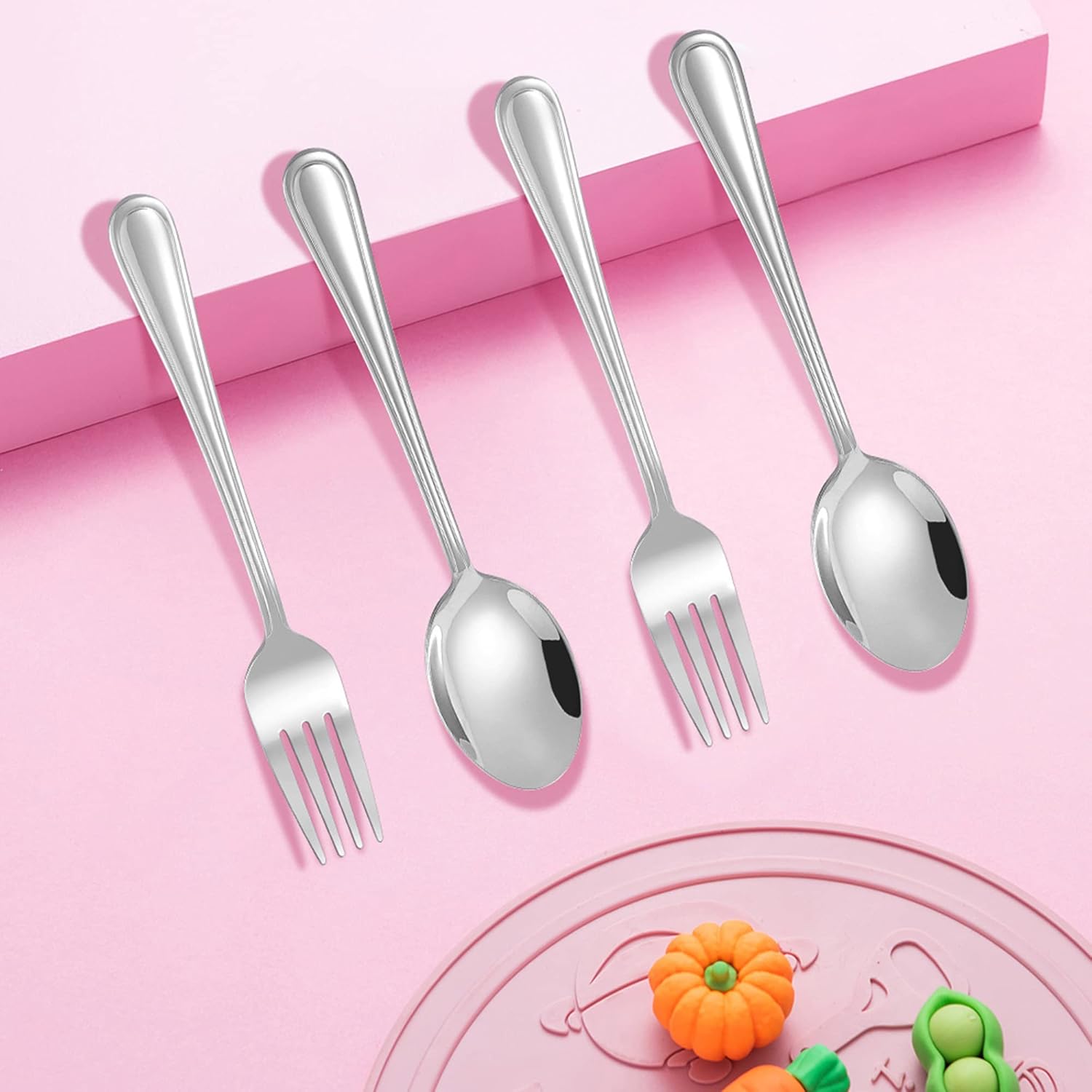 LIANYU 16-Piece Kids Silverware Set for Toddlers