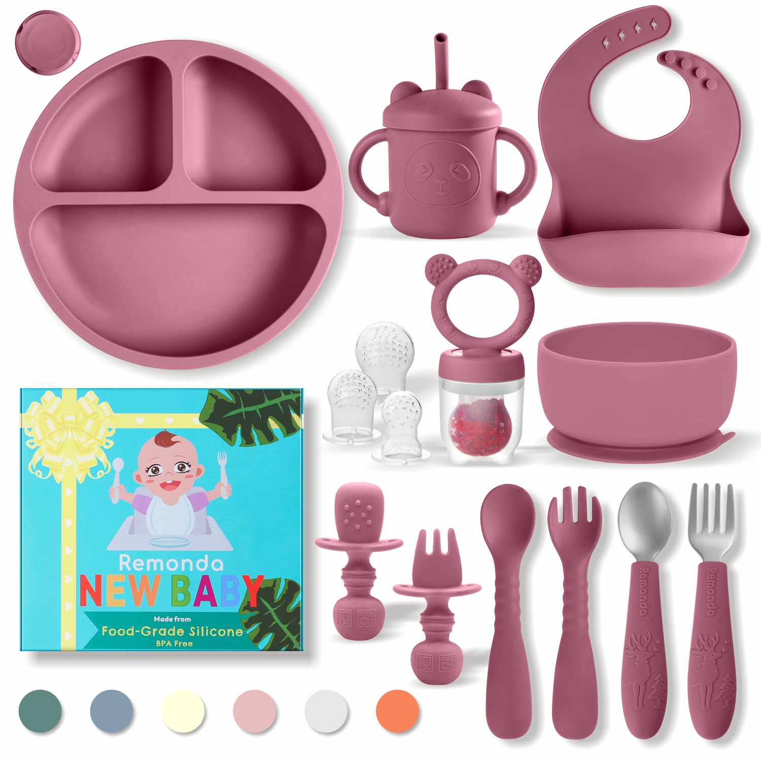 Sleek Silicone Baby Feeding Set with Suction Power for 6 Months
