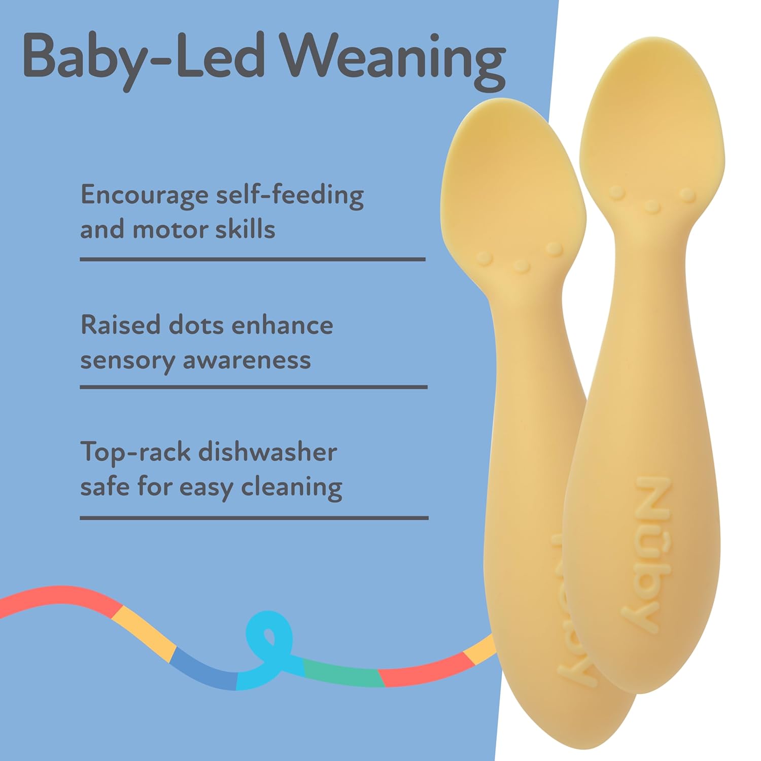 Nuby Silicone Mini Spoons 2-Pack Yellow for Baby Led Weaning