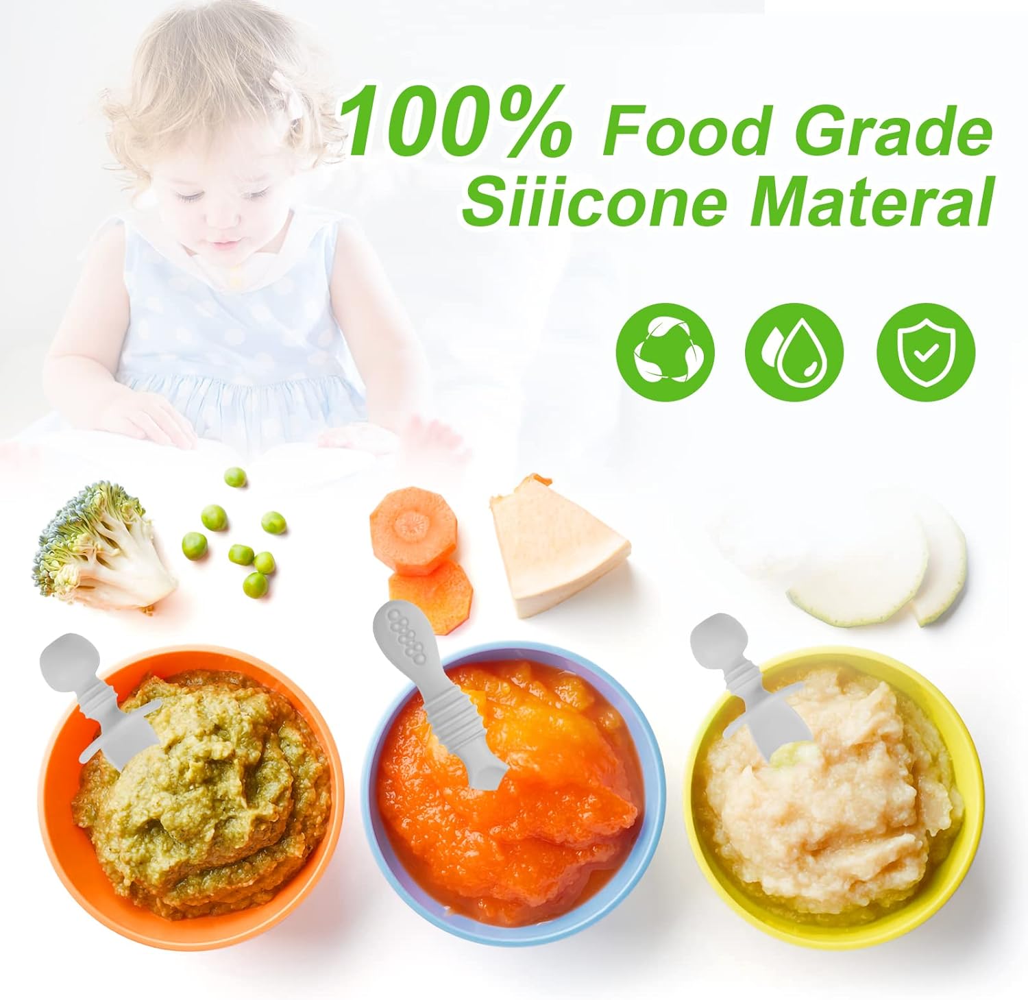 4-Piece Silicone Baby Spoons BPA-Free