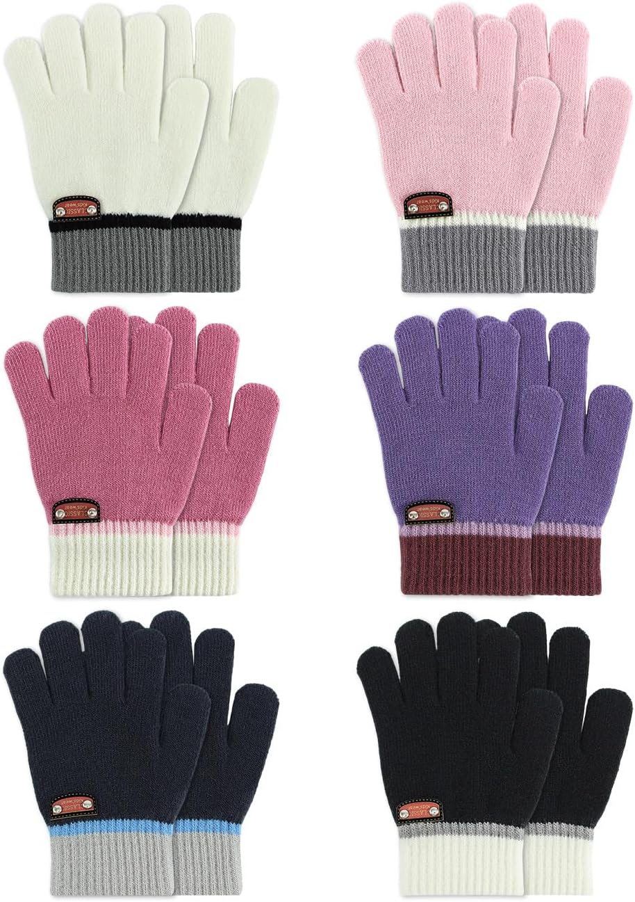 6-Pair Kids Knitted Wool Gloves