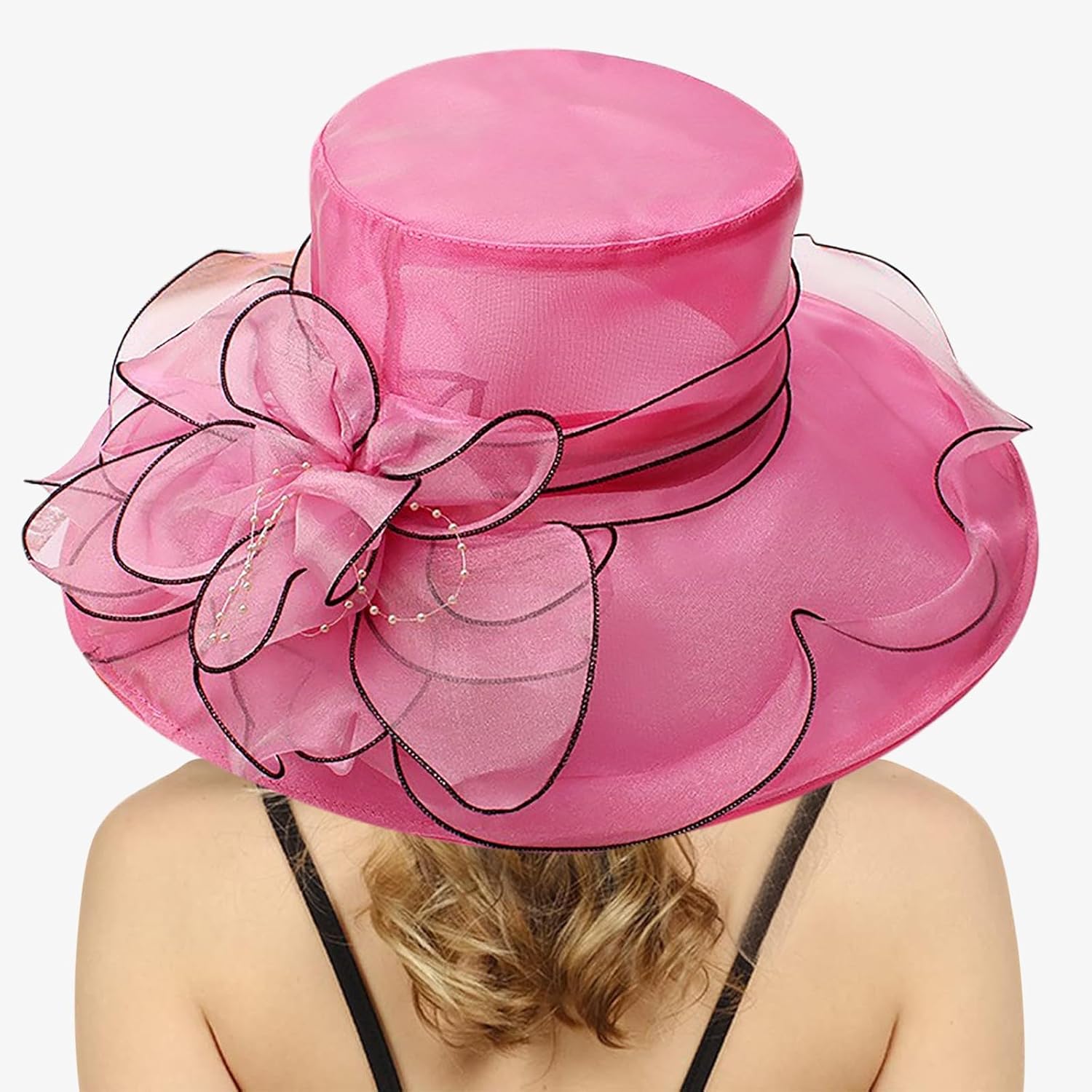 Floral Feather Womens Derby Hat