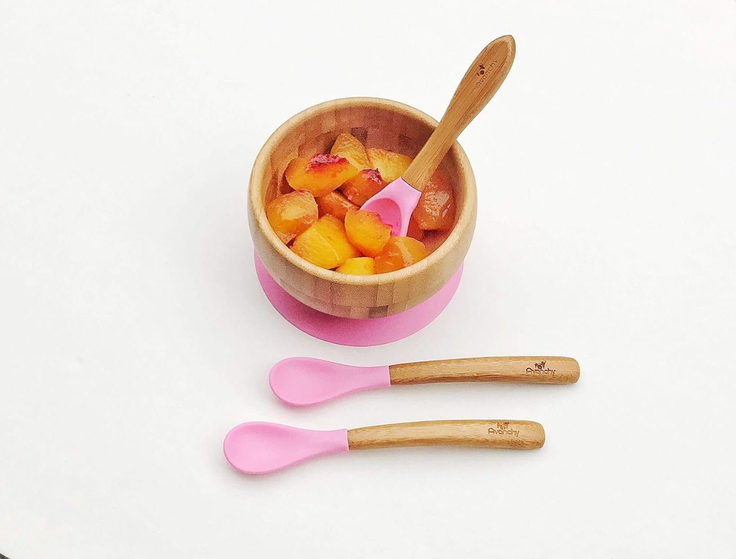 Avanchy Bamboo Silicone Baby Feeding Spoons