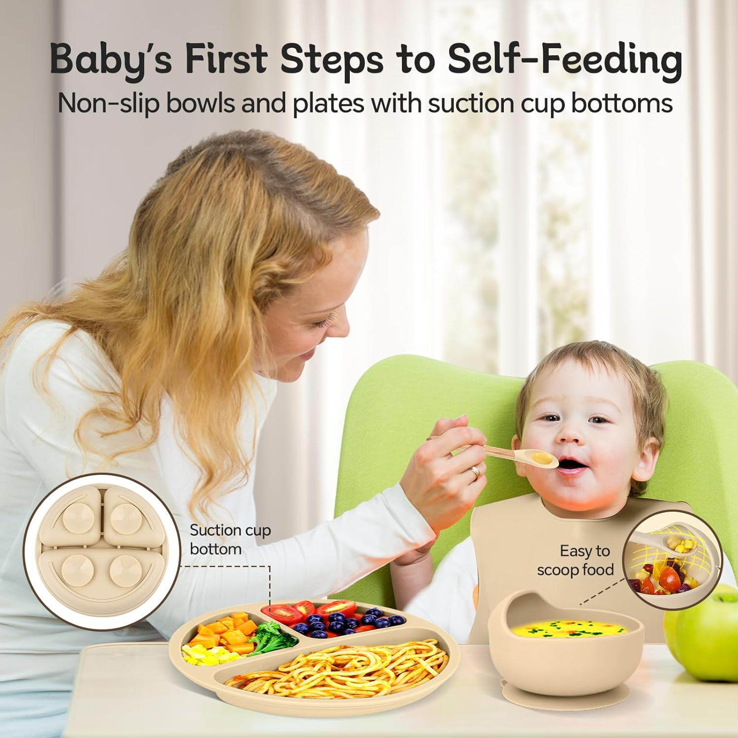 Silicone Baby Feeding Set for Self-Feeding
