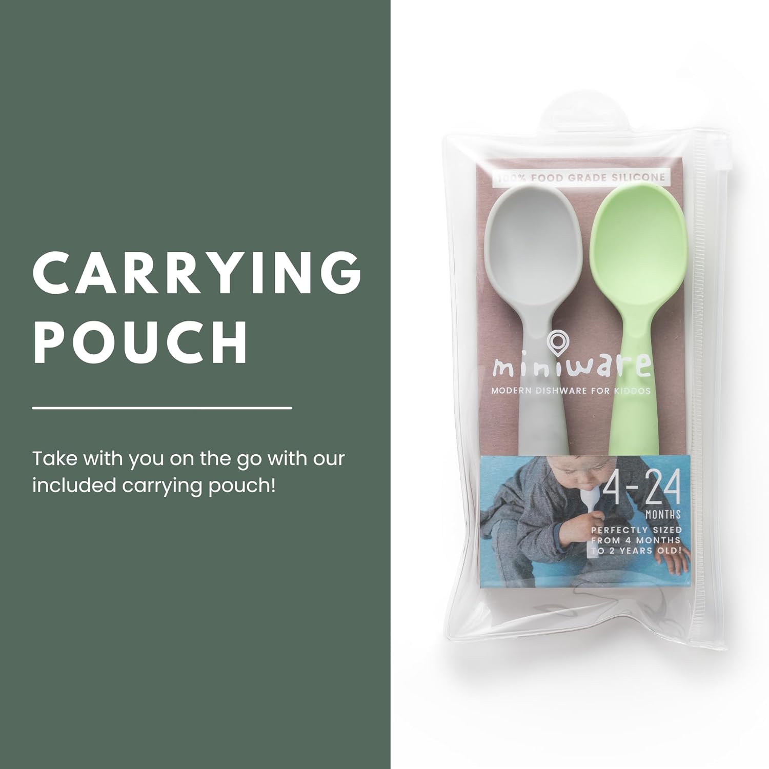 Miniware Silicone Baby Spoon for Training BPA Free 6 Months Self Feeding