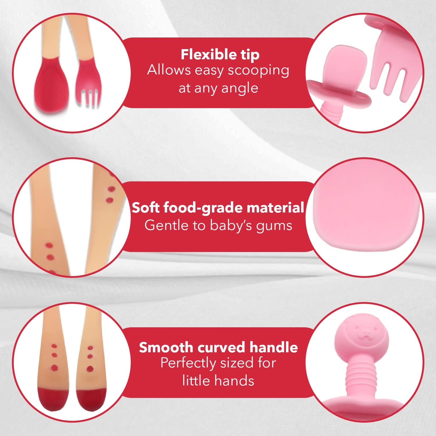 Self-Feeding Silicone Spoons Forks for Toddlers