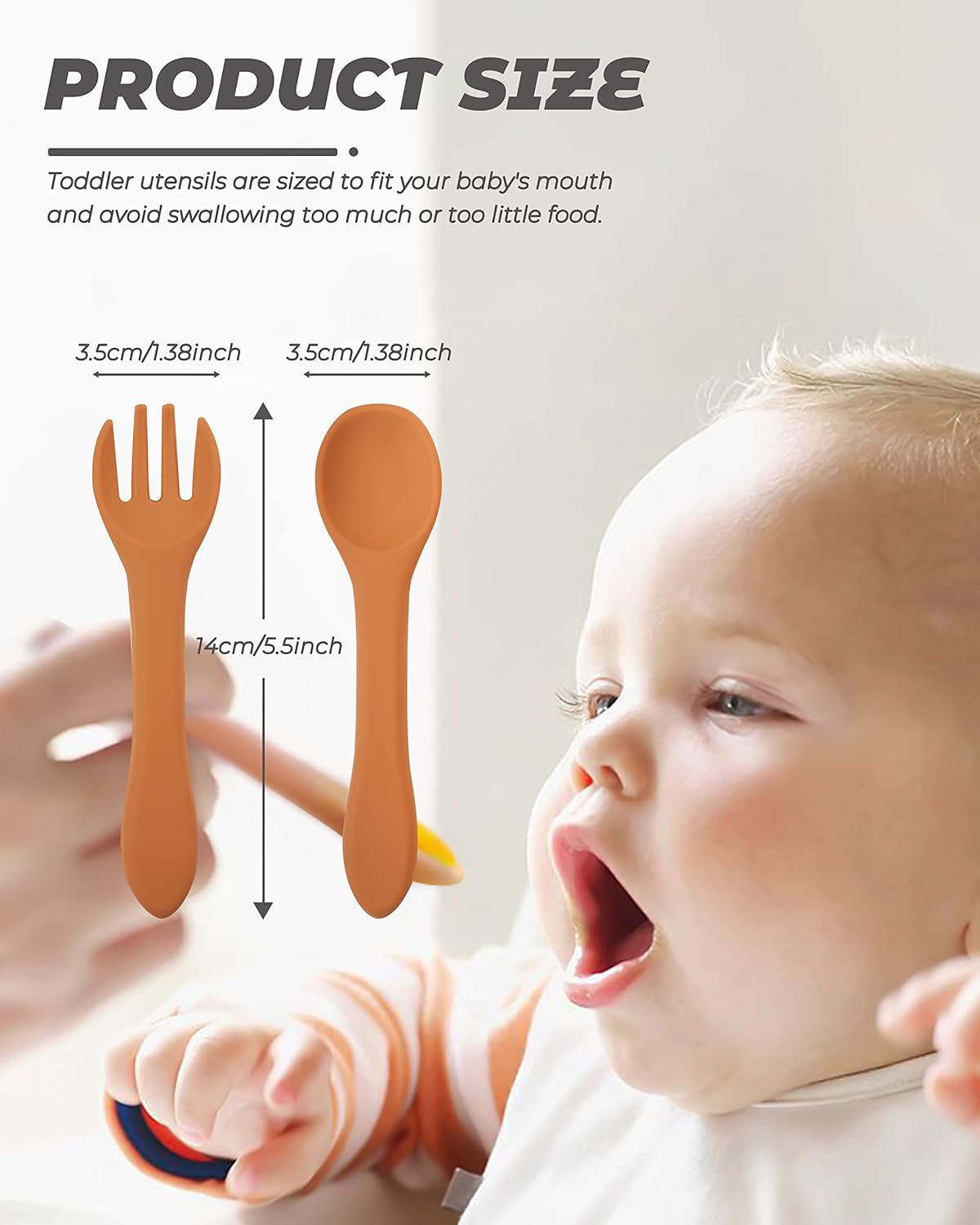 Durable 10-Piece Silicone Baby Spoons and Forks for Self-Feeding