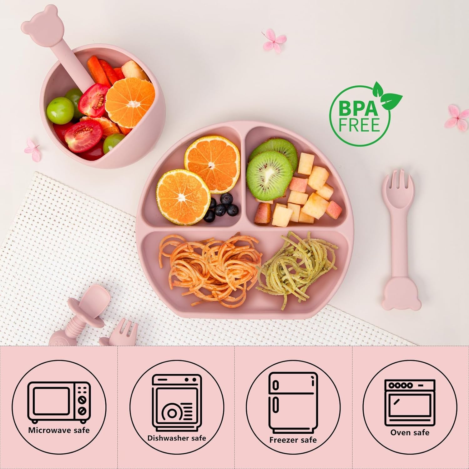 Adjustable Silicone Baby Feeding Set for Toddler Weaning Healthy Safe