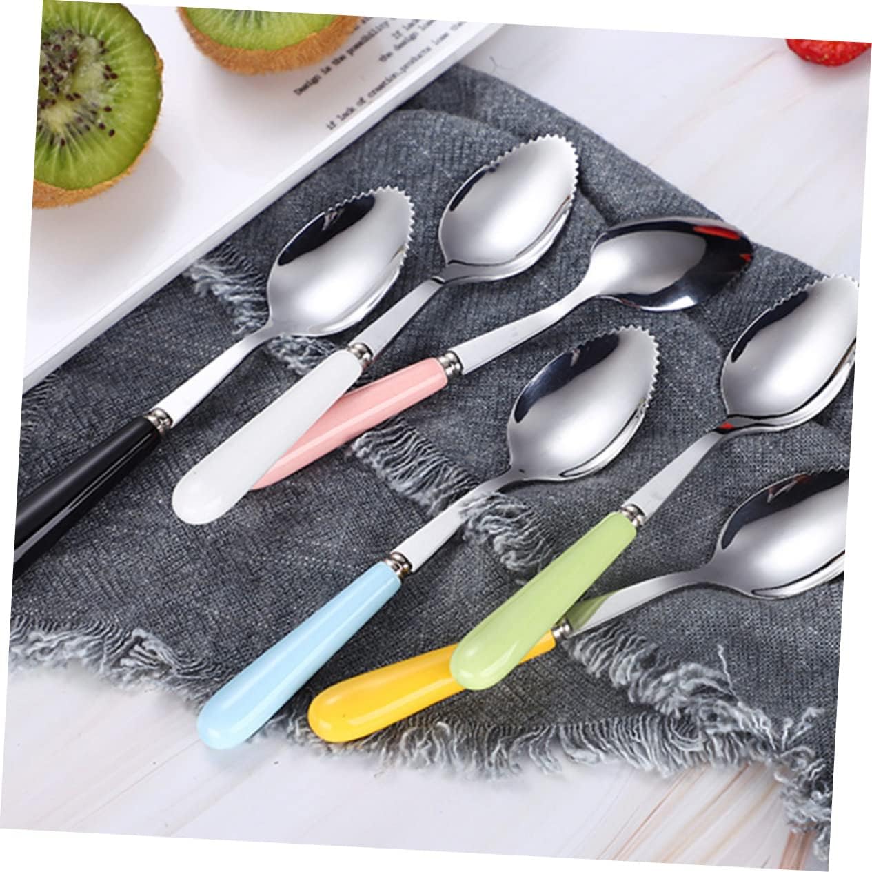 Serrated Baby Spoons Set 6PCS Easy Fruit Removal Comfortable Grip