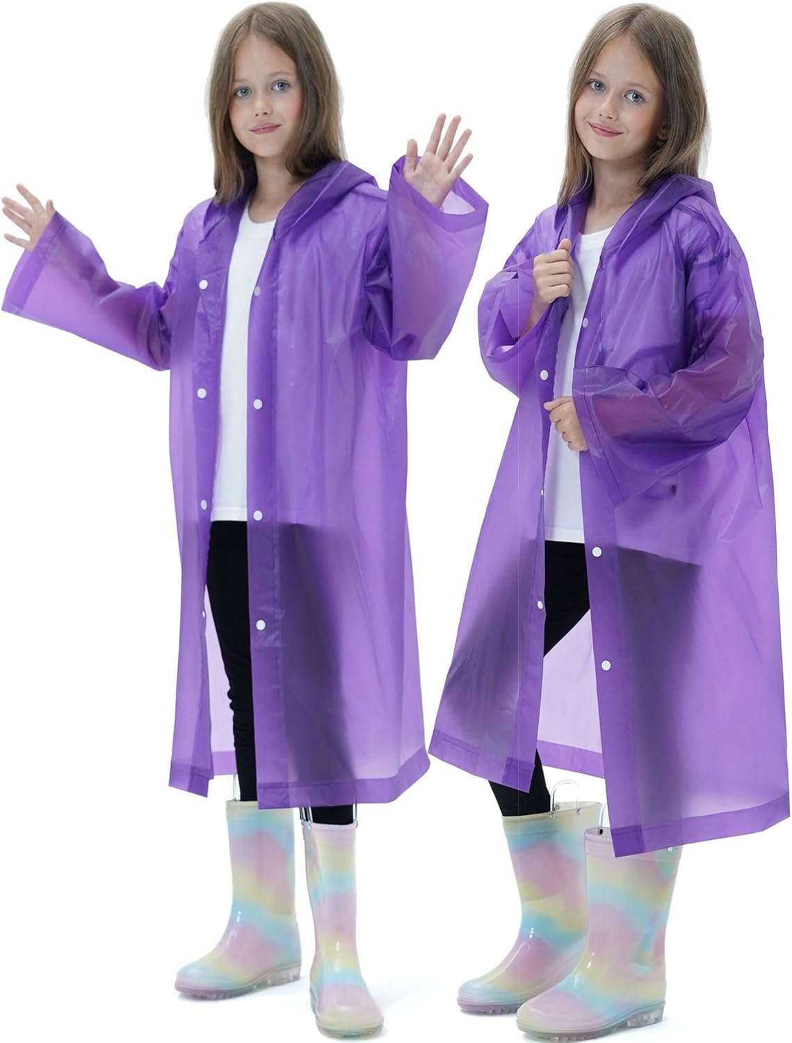 2-Pack Reusable Rain Coats for Kids